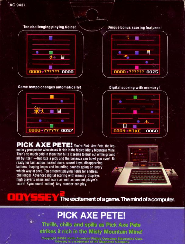 Pick Axe Pete! box art for Odyssey 2